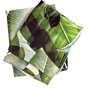 Society 6 Tropical Curtain Panels Blackout Green Large Leaf Pattern 50 x 82" Set